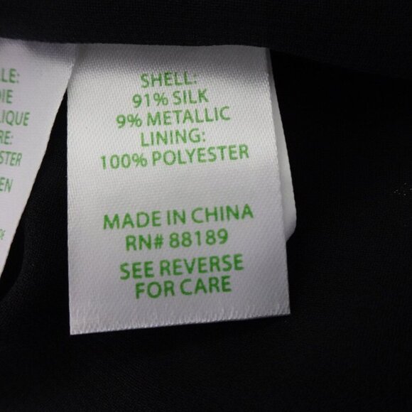 Lilly Pulitzer Olenna Silk Top Women's Size 2XS Black Ruffle Metallic Flowy - Picture 10 of 11